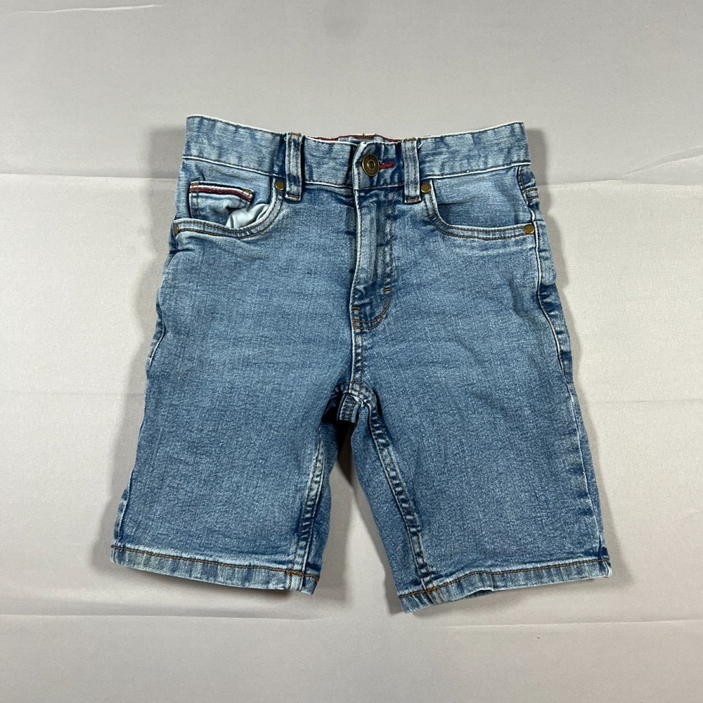 Tommy Hilfiger Straight Shorts Kids 8 Blue Denim Cotton Stretch Zip Fly Mid Rise